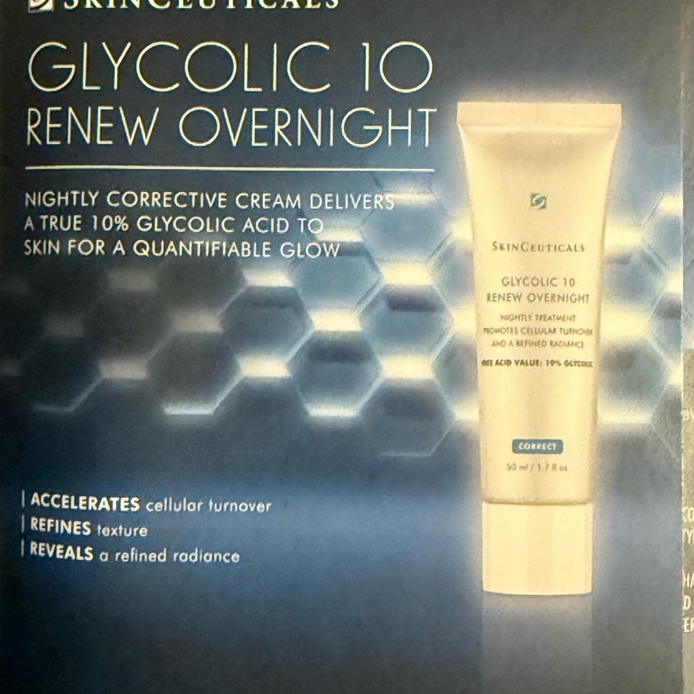 SkinCeuticals Glycolic 10 Renew Overnight Cream - Blue and White
